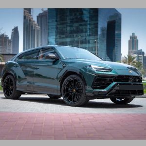 Lamborghini URUS SUV Green for Rent in Dubai Sharjah Abu Dhabi UAE for Hour Daily Price Charges