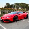 Rent Lamborghini Huracan Red Sports Car with Driver in Dubai Abu Dhabi Sharjah UAE