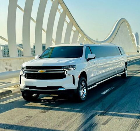 Chevrolet White Limousine Rental Dubai UAE